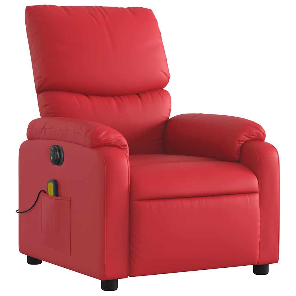 Fauteuil de massage inclinable électrique rouge similicuir - XIOS