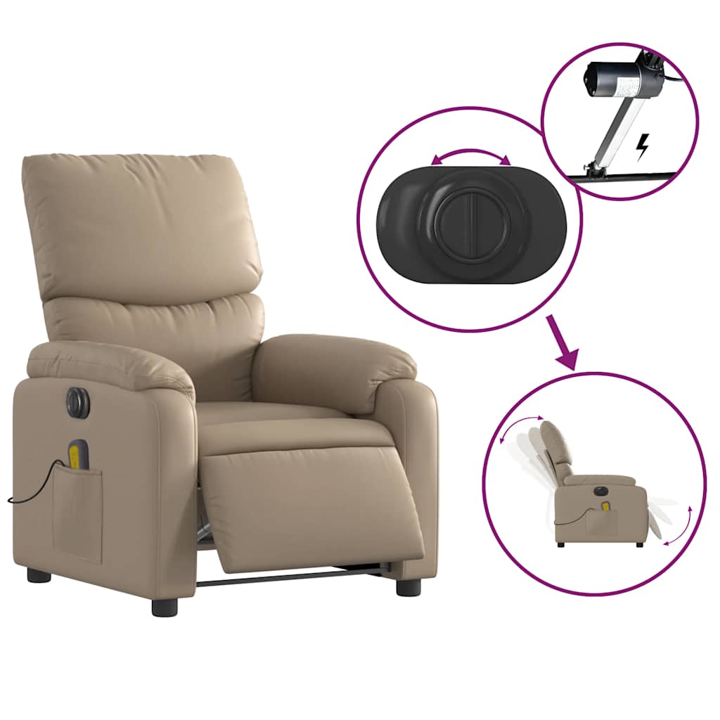 Fauteuil de massage inclinable électrique cappuccino similicuir - XIOS