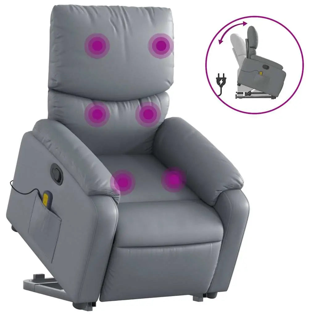 Fauteuil inclinable de massage Gris Similicuir - XIOS