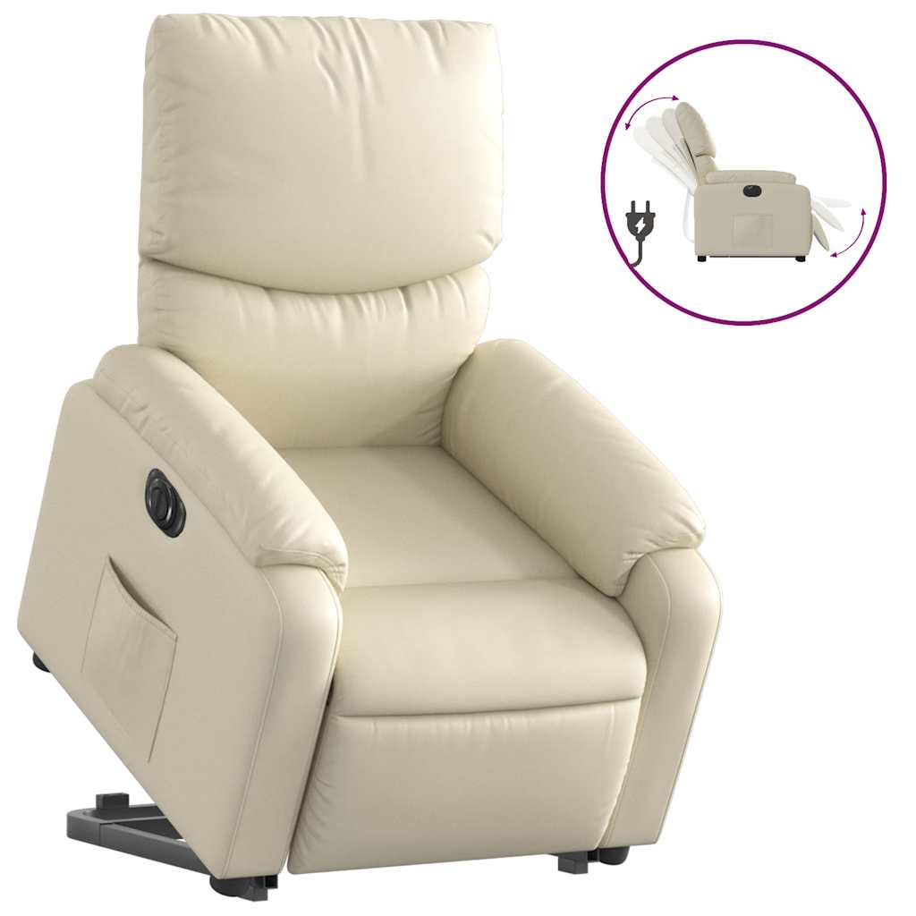 Fauteuil inclinable électrique crème similicuir - XIOS