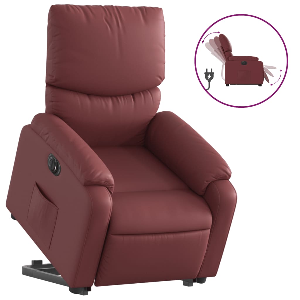 Fauteuil inclinable électrique rouge bordeaux similicuir - XIOS