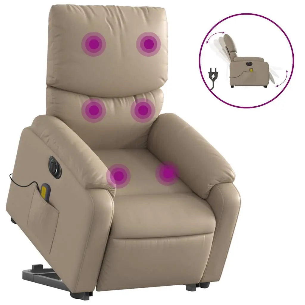 Fauteuil inclinable de massage électrique cappuccino similicuir - XIOS