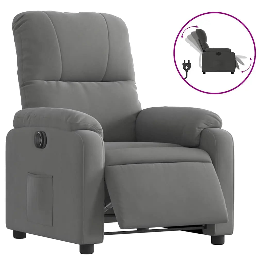 Fauteuil inclinable électrique gris foncé tissu microfibre - XIOS