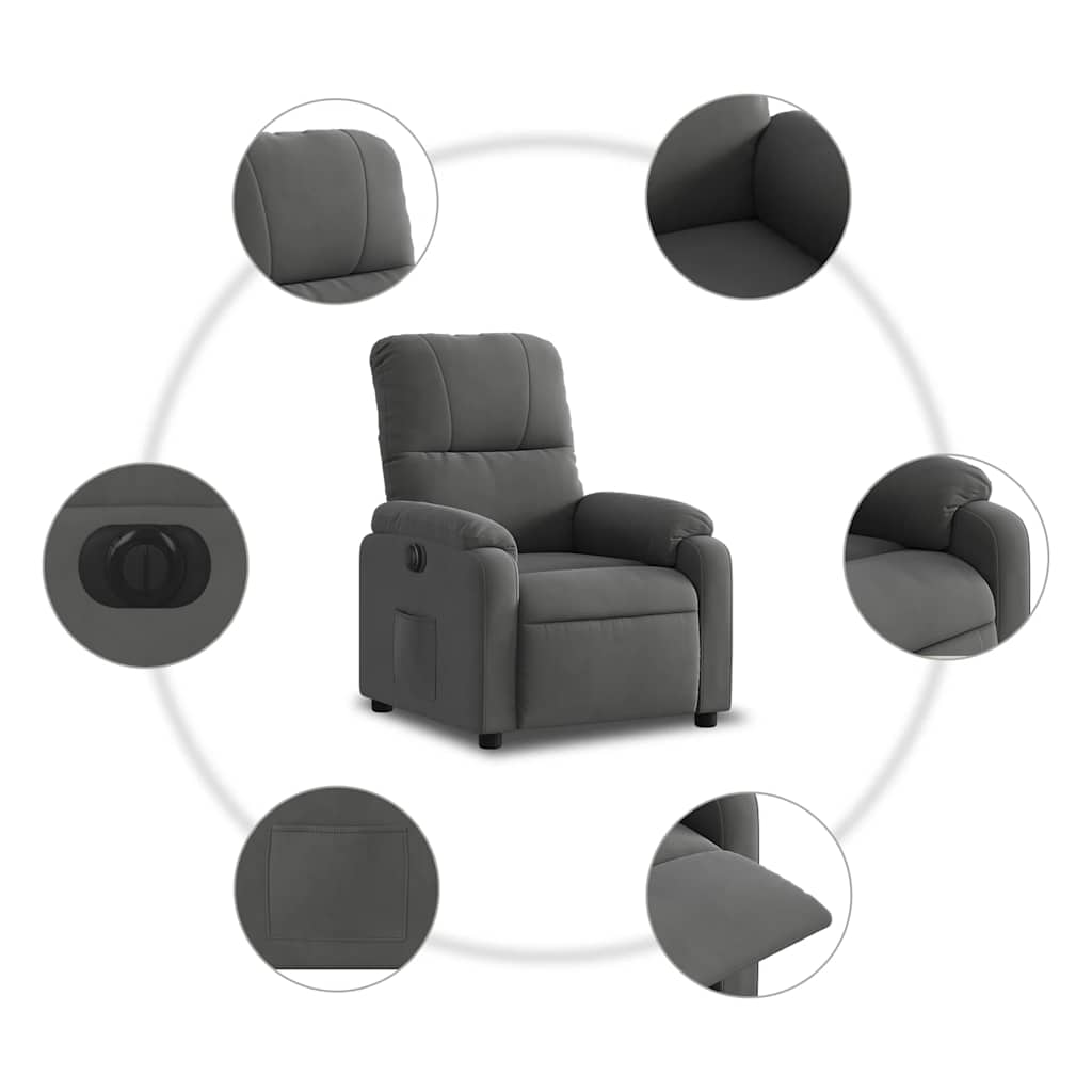 Fauteuil inclinable électrique gris foncé tissu microfibre - XIOS