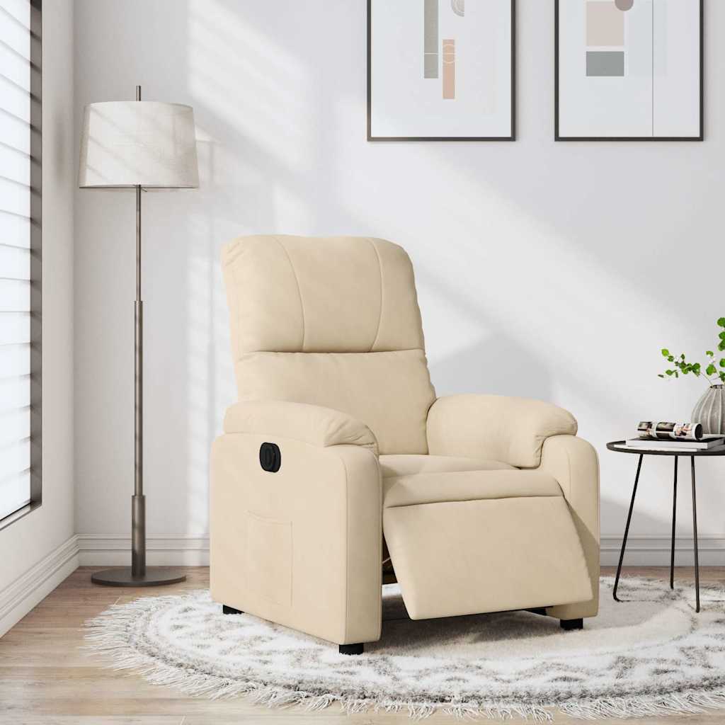Fauteuil inclinable électrique crème tissu microfibre - XIOS