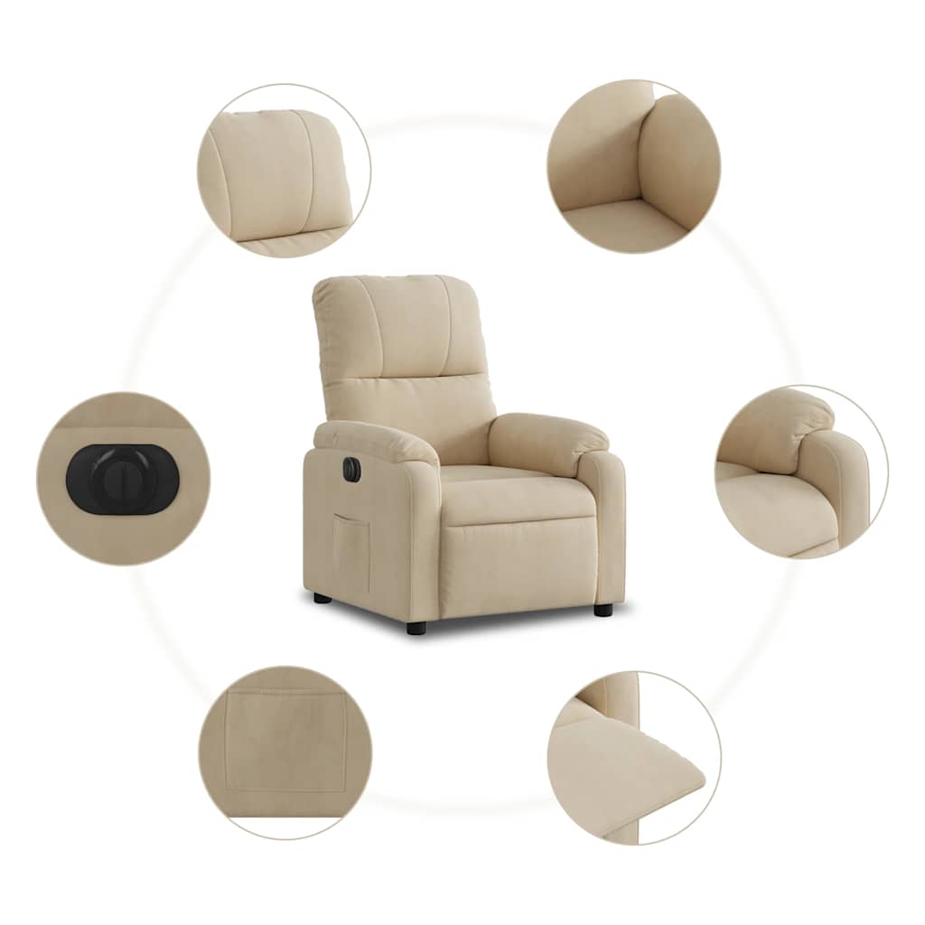 Fauteuil inclinable électrique crème tissu microfibre - XIOS