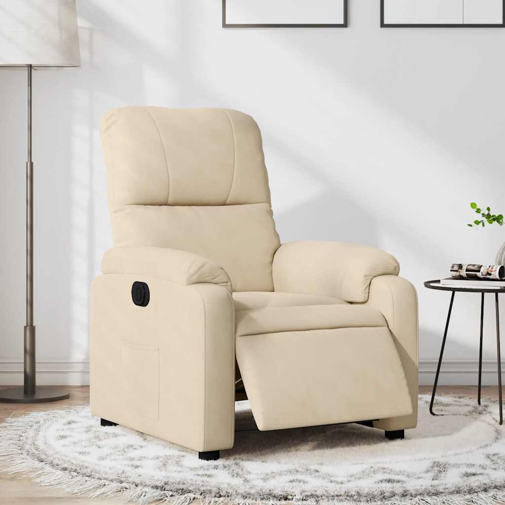 Fauteuil inclinable électrique crème tissu microfibre - XIOS