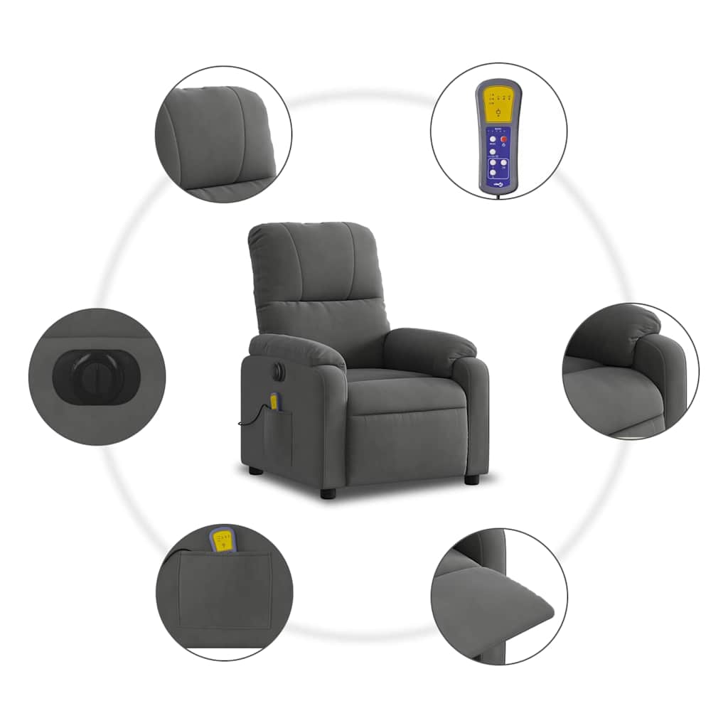 Fauteuil inclinable de massage électrique gris foncé - XIOS