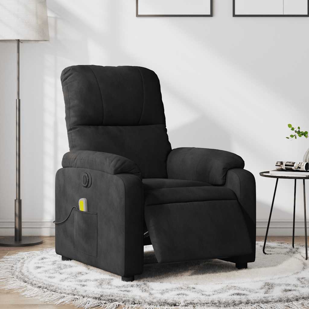 Fauteuil inclinable de massage électrique noir tissu microfibre - XIOS