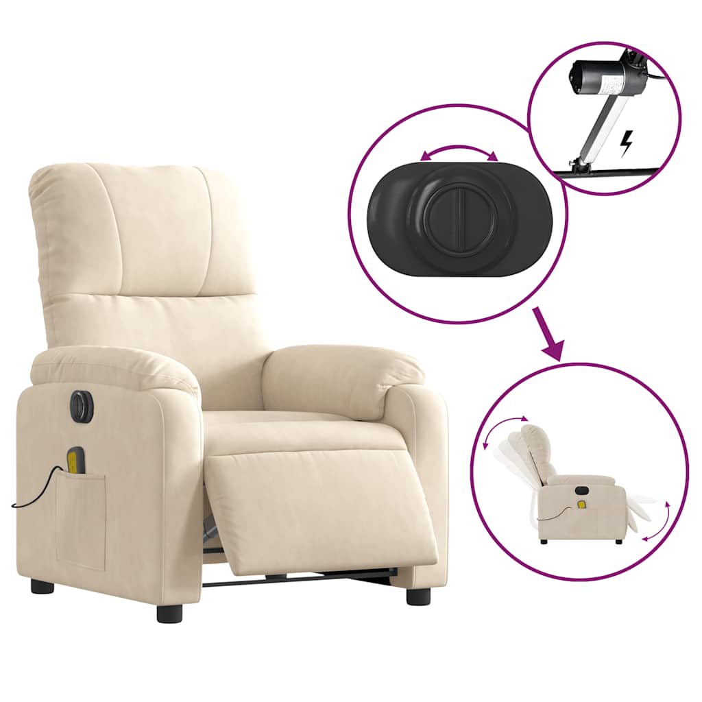 Fauteuil inclinable de massage électrique beige Fauteuils vidaXL