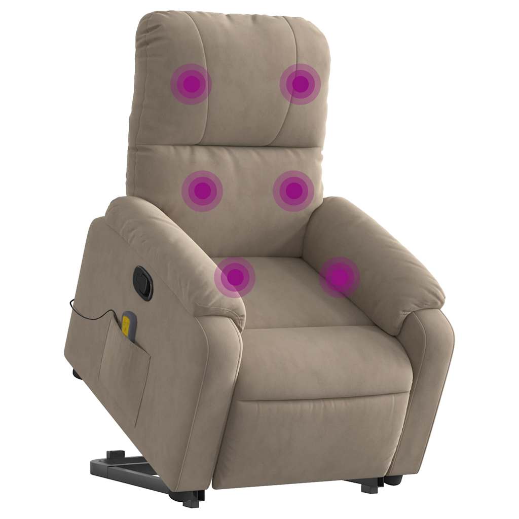 Fauteuil inclinable de massage taupe tissu microfibre - XIOS