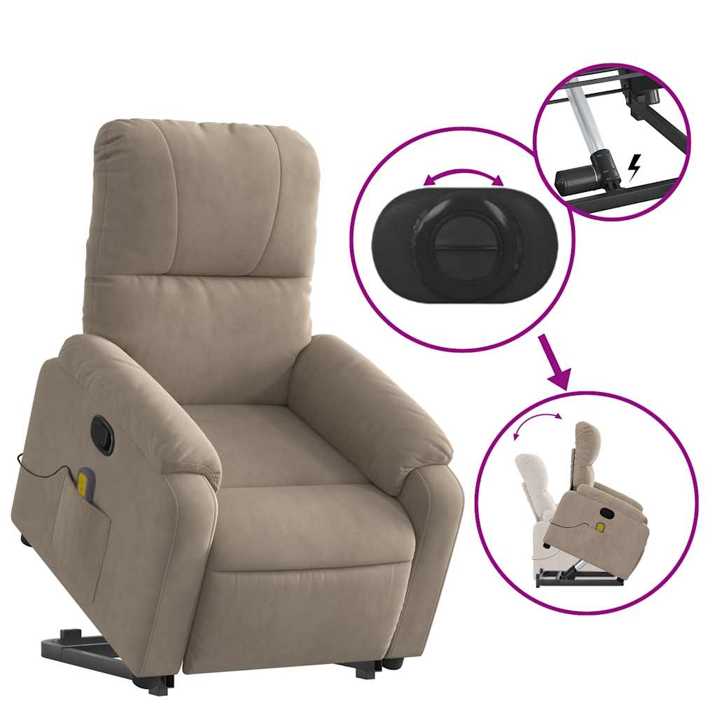 Fauteuil inclinable de massage taupe tissu microfibre - XIOS