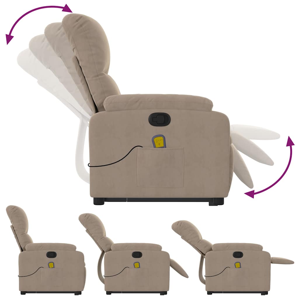 Fauteuil inclinable de massage taupe tissu microfibre - XIOS