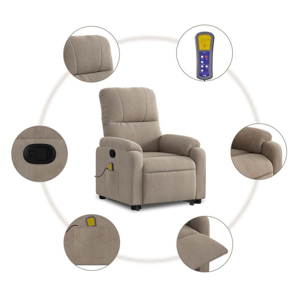 Fauteuil inclinable de massage taupe tissu microfibre - XIOS