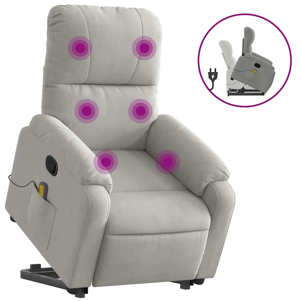 Fauteuil inclinable de massage gris clair tissu microfibre - XIOS