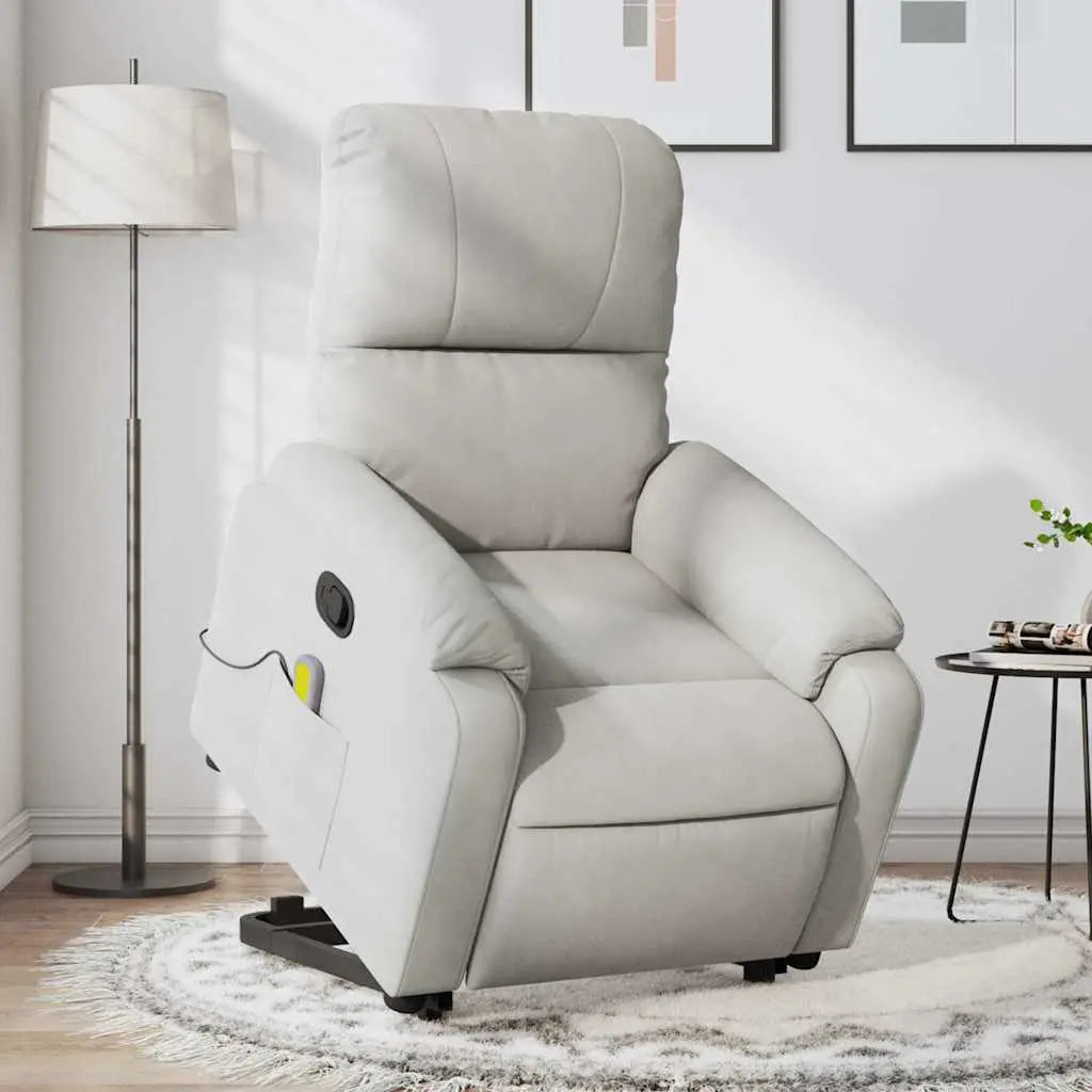 Fauteuil inclinable de massage gris clair tissu microfibre - XIOS