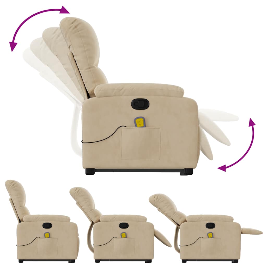 Fauteuil inclinable de massage crème tissu microfibre - XIOS