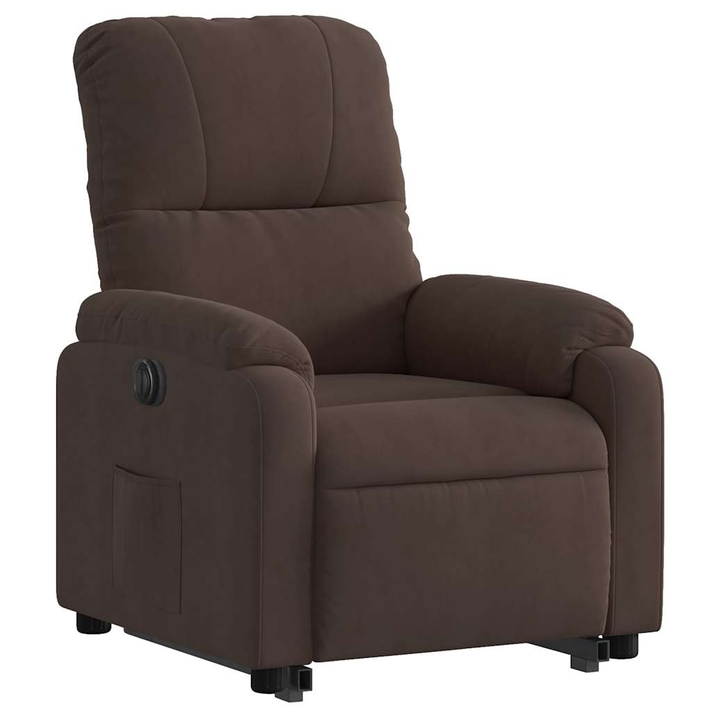 Fauteuil inclinable électrique marron tissu microfibre - XIOS