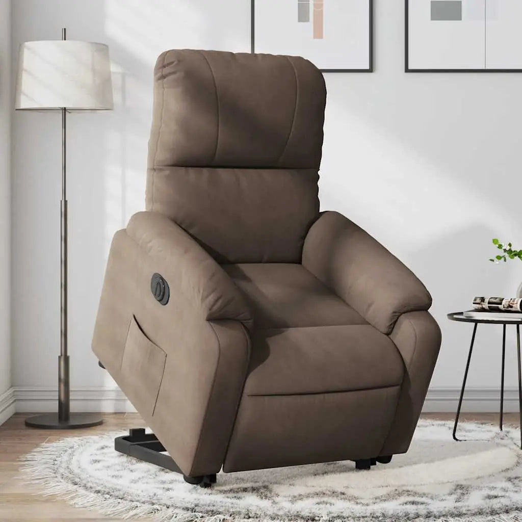 Fauteuil inclinable électrique marron tissu microfibre - XIOS