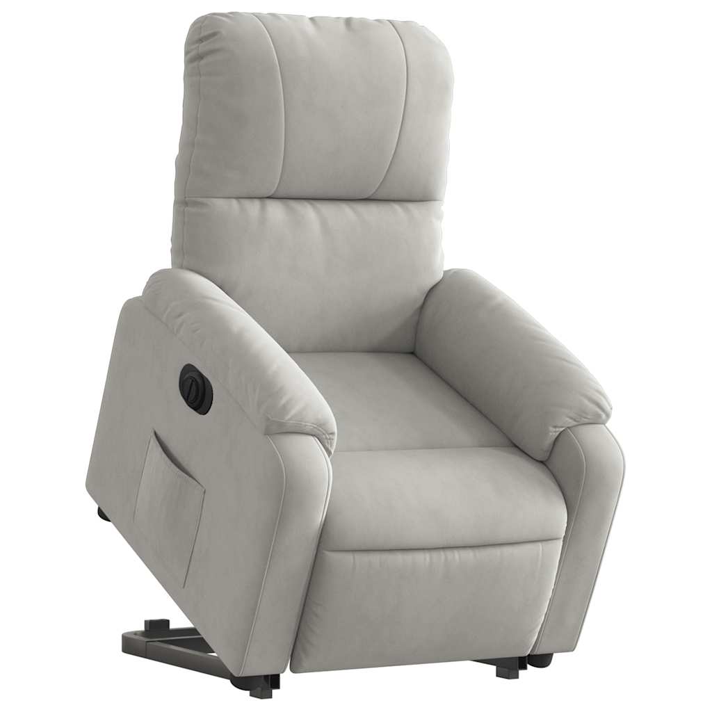 Fauteuil inclinable électrique gris clair tissu microfibre - XIOS
