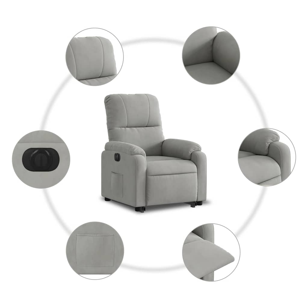 Fauteuil inclinable électrique gris clair tissu microfibre