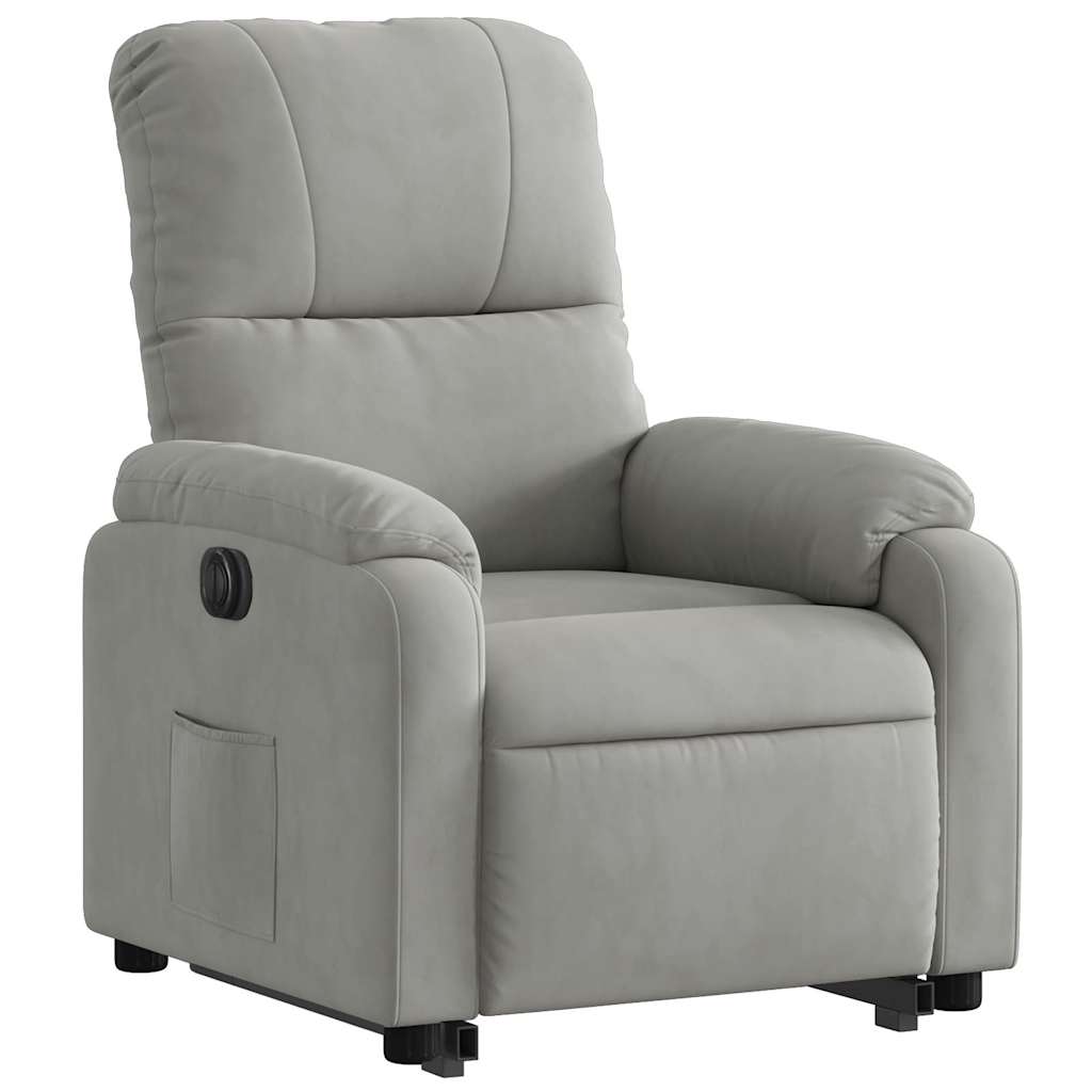 Fauteuil inclinable électrique gris clair tissu microfibre - XIOS