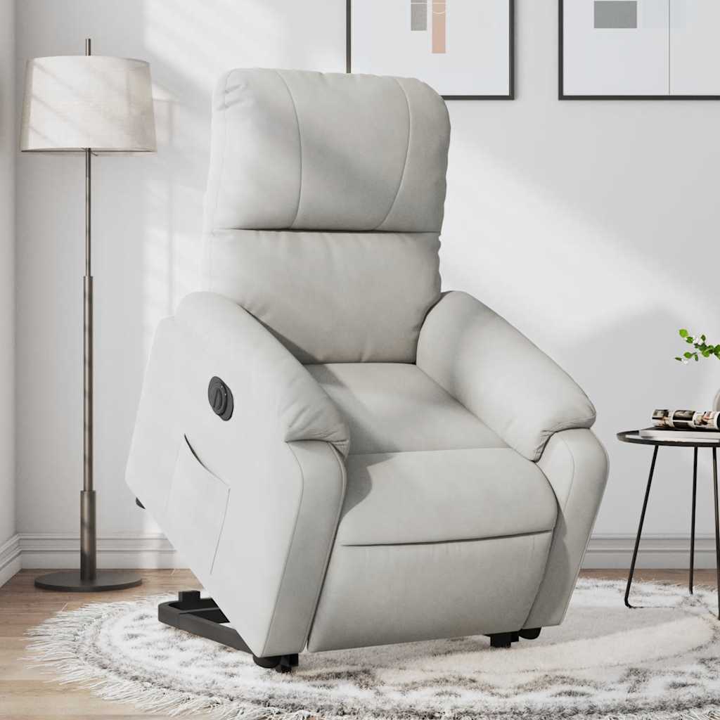 Fauteuil inclinable électrique gris clair tissu microfibre - XIOS