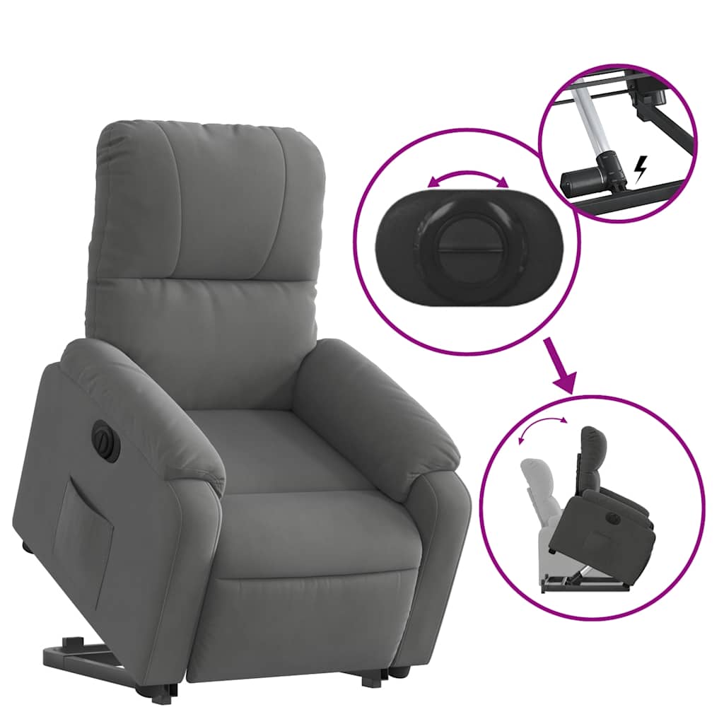 Fauteuil inclinable électrique gris foncé tissu microfibre