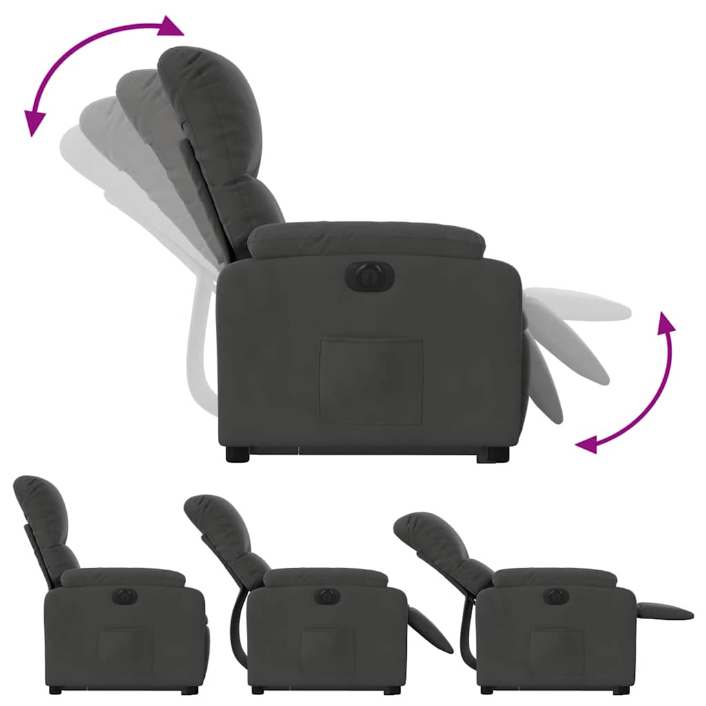 Fauteuil inclinable électrique gris foncé tissu microfibre
