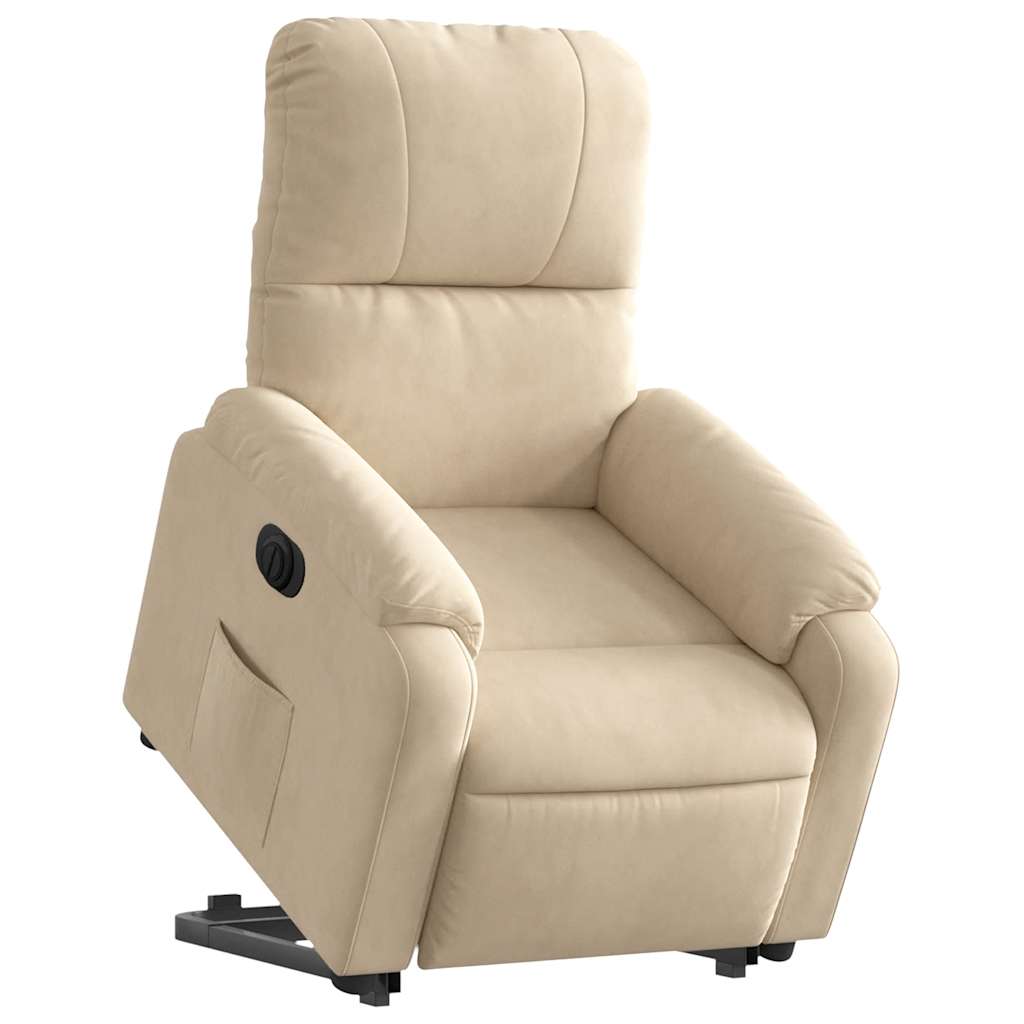 Fauteuil inclinable électrique crème tissu microfibre - XIOS