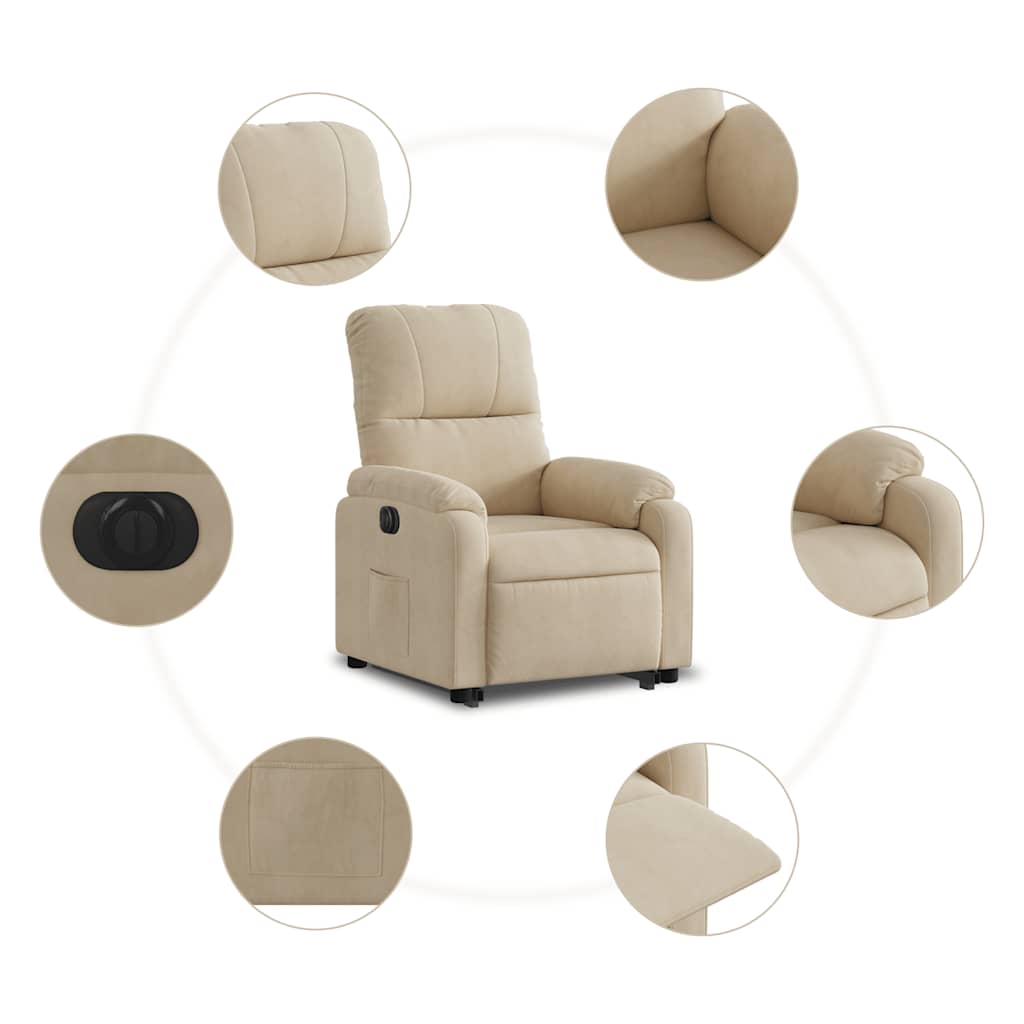 Fauteuil inclinable électrique crème tissu microfibre