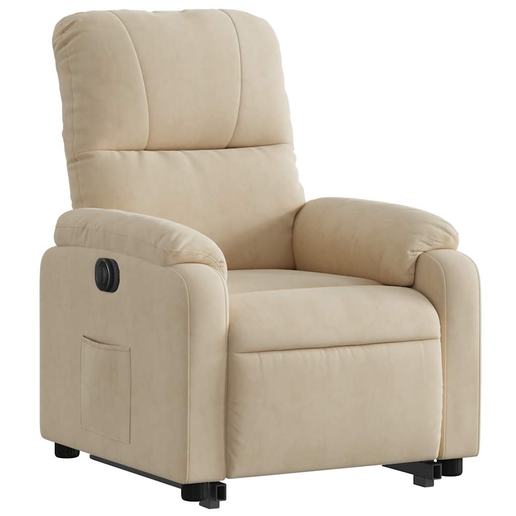 Fauteuil inclinable électrique crème tissu microfibre - XIOS