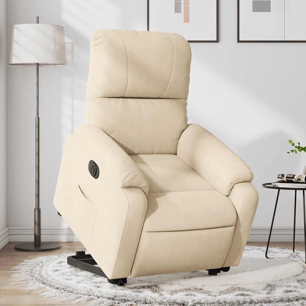 Fauteuil inclinable électrique crème tissu microfibre - XIOS