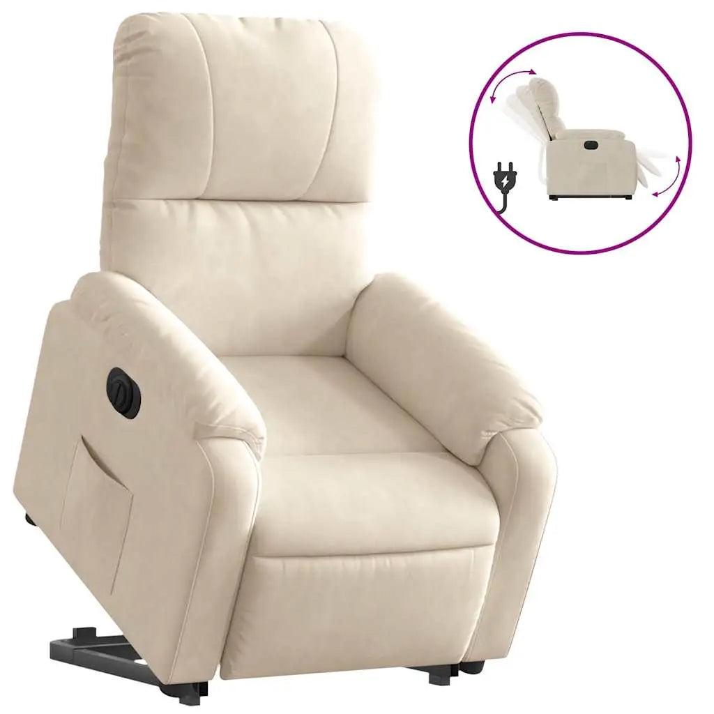 Fauteuil inclinable électrique beige tissu microfibre - XIOS
