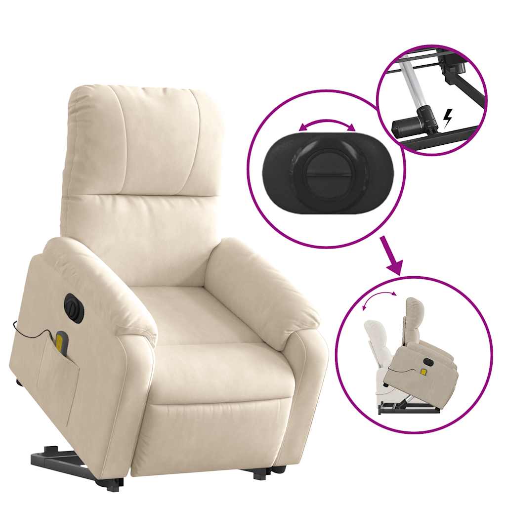 Fauteuil inclinable de massage électrique beige microfibres - XIOS