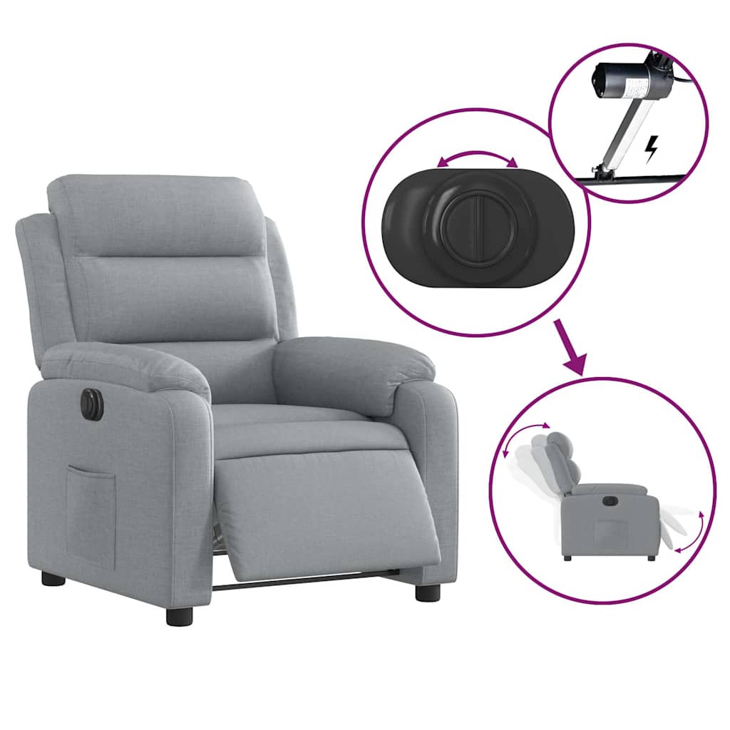 Fauteuil inclinable électrique Gris clair Tissu - XIOS
