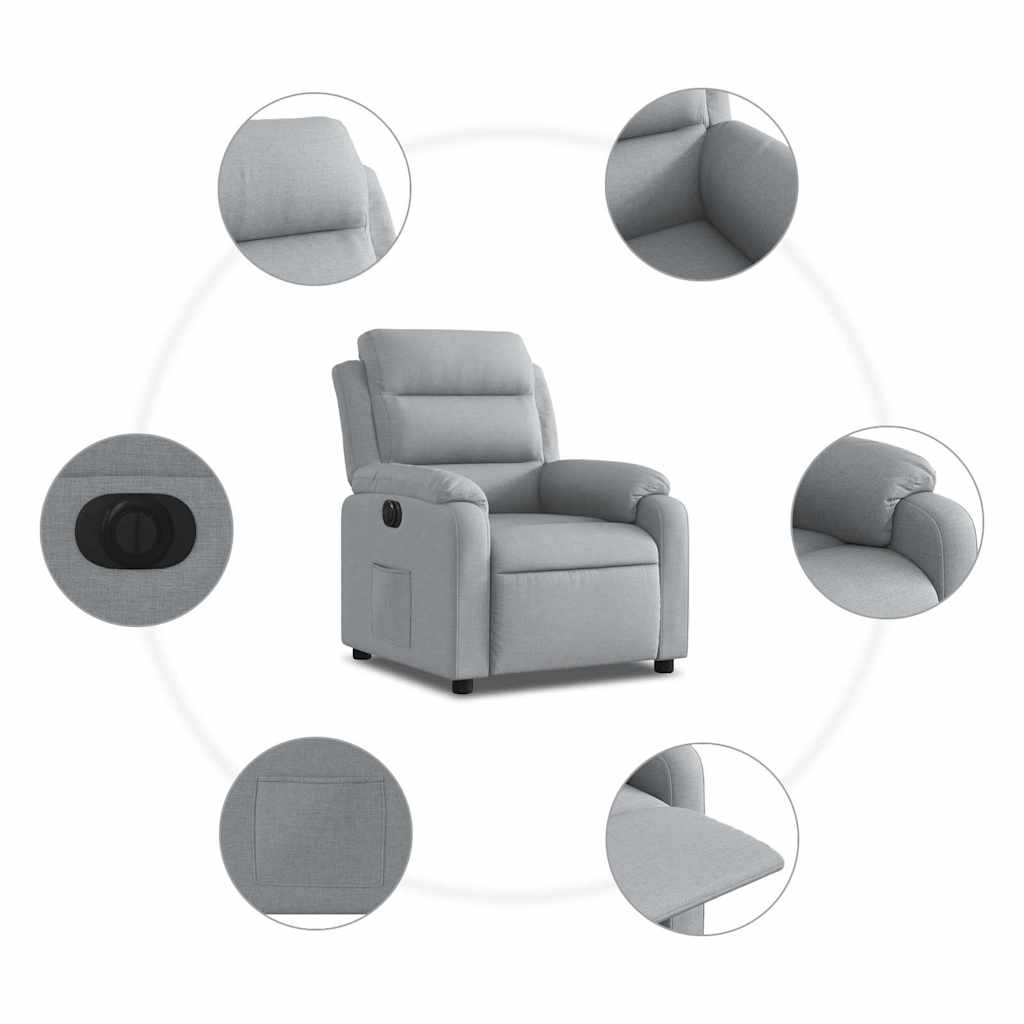 Fauteuil inclinable électrique Gris clair Tissu - XIOS