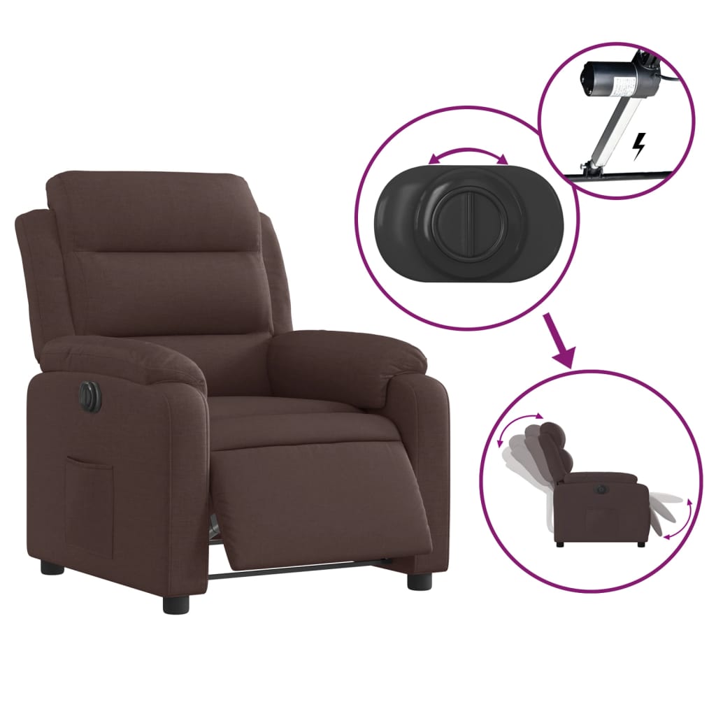 Fauteuil inclinable électrique Marron foncé Tissu - XIOS