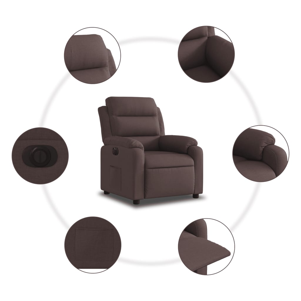 Fauteuil inclinable électrique Marron foncé Tissu - XIOS