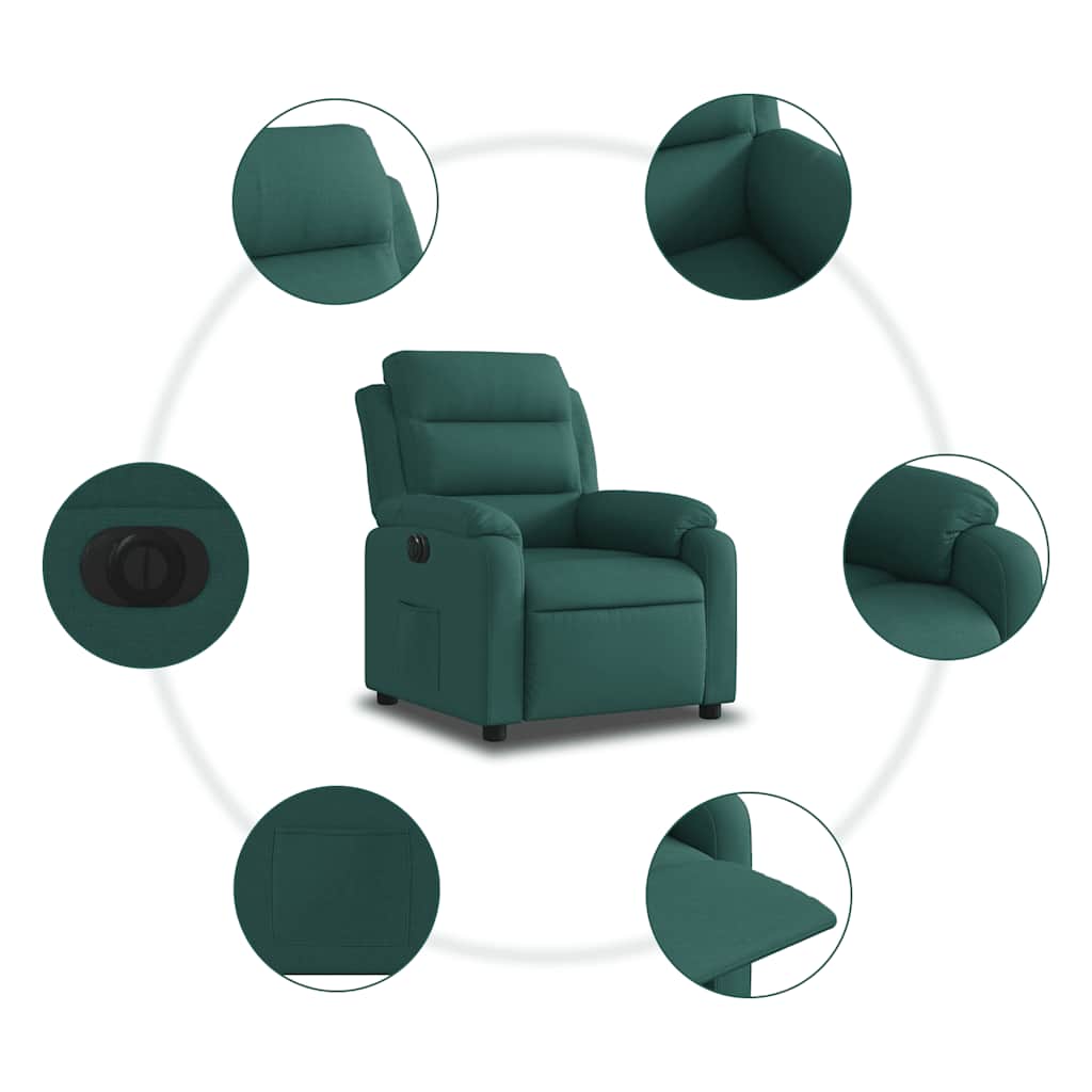Fauteuil inclinable électrique Vert foncé Tissu - XIOS