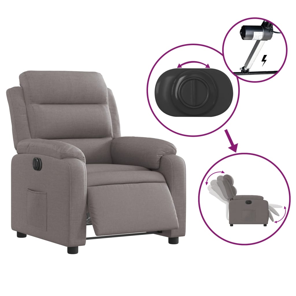 Fauteuil inclinable électrique Taupe Tissu - XIOS