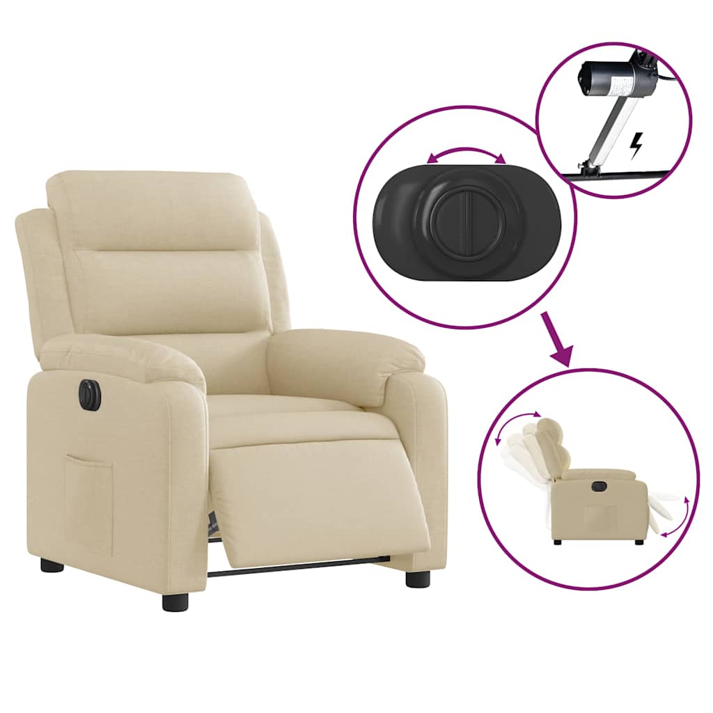 Fauteuil inclinable électrique Crème Tissu - XIOS