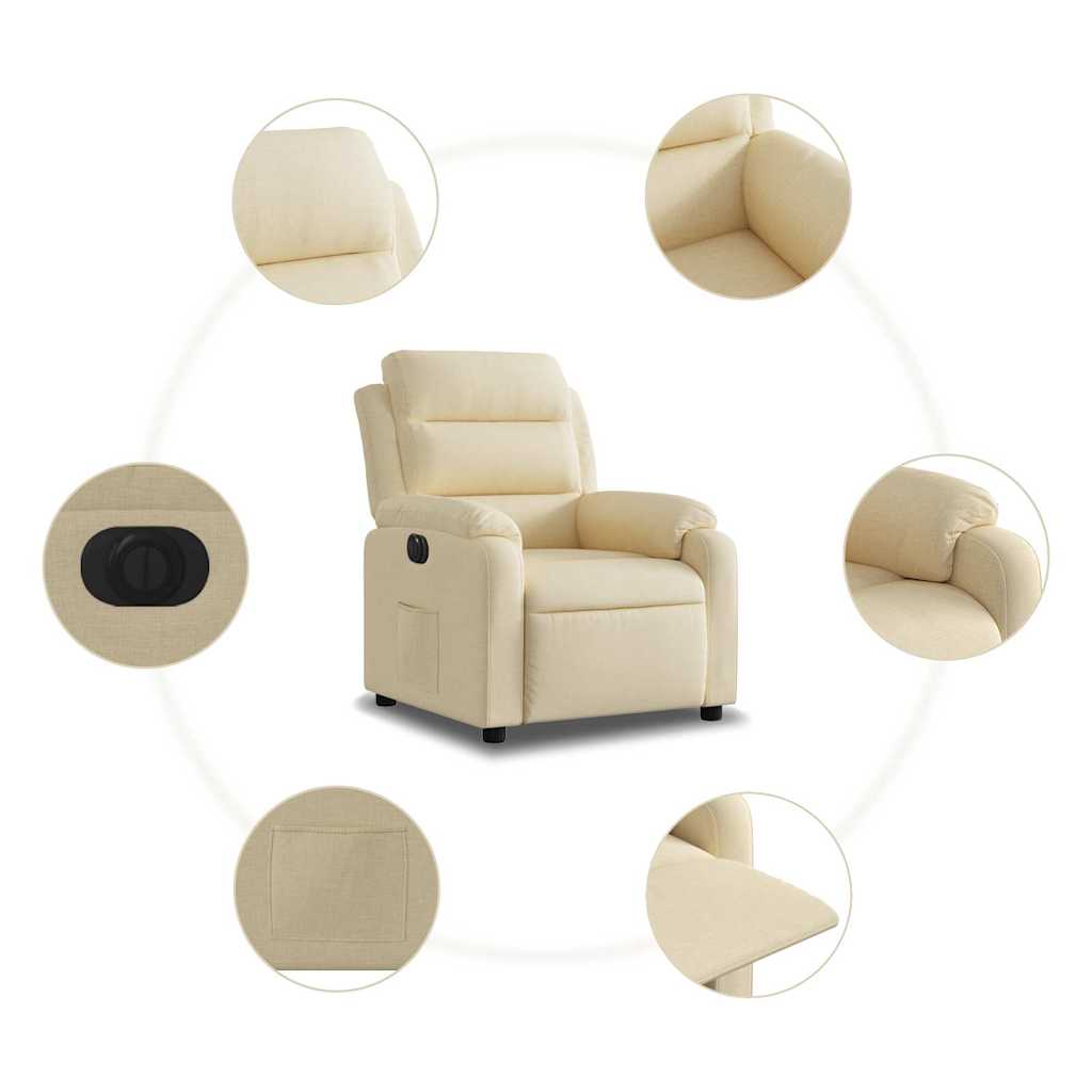 Fauteuil inclinable électrique Crème Tissu - XIOS