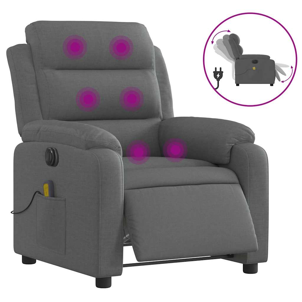 Fauteuil inclinable de massage électrique gris foncé tissu - XIOS