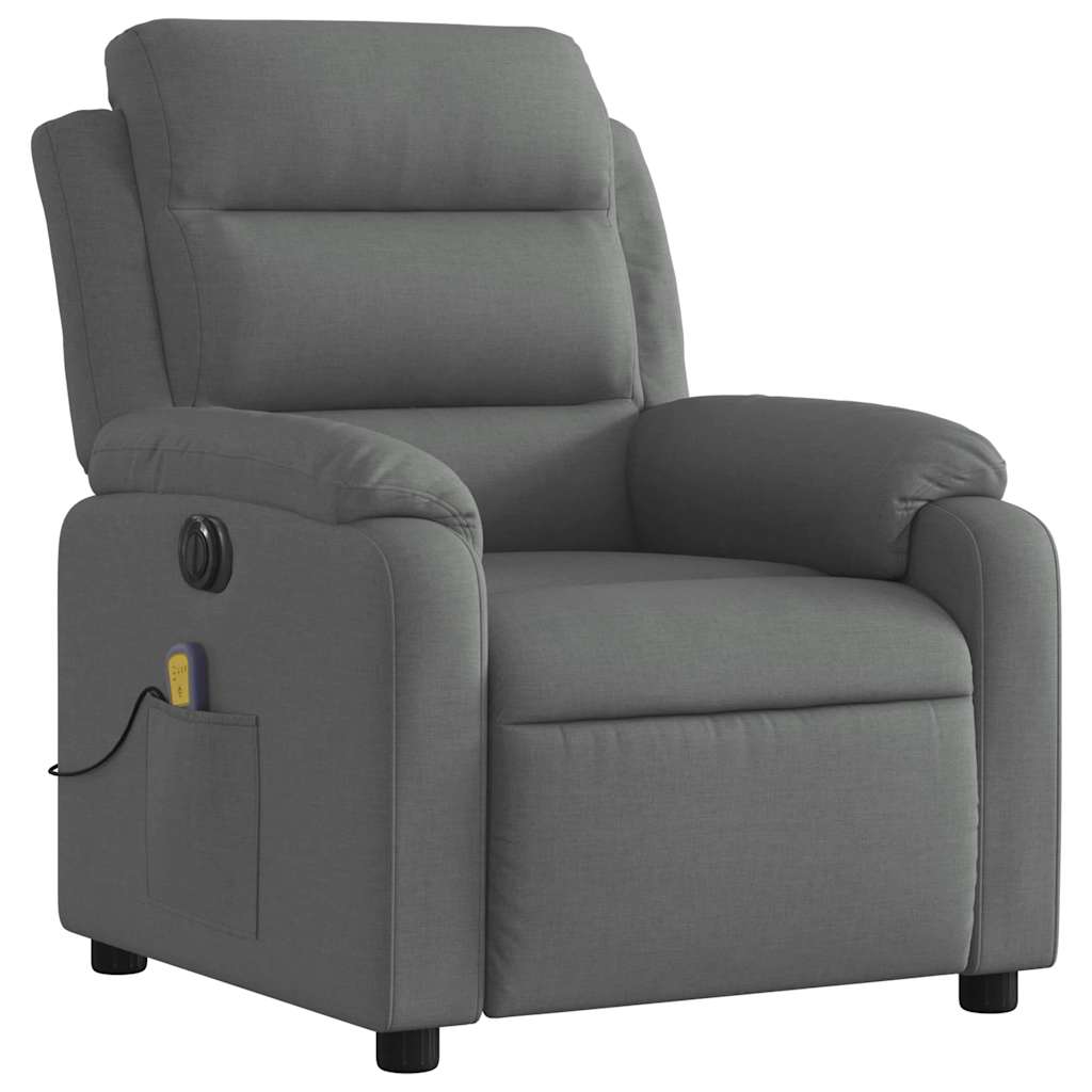 Fauteuil inclinable de massage électrique gris foncé tissu - XIOS