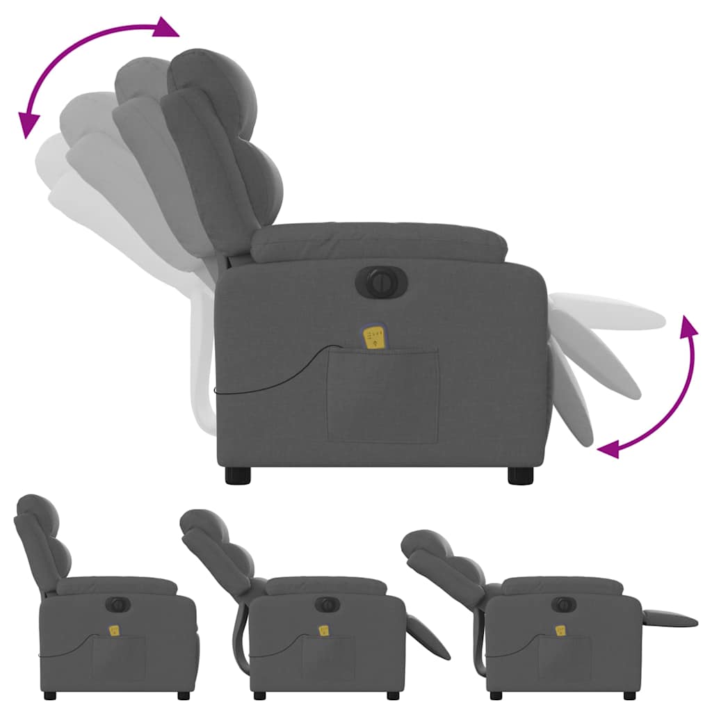 Fauteuil inclinable de massage électrique gris foncé tissu - XIOS