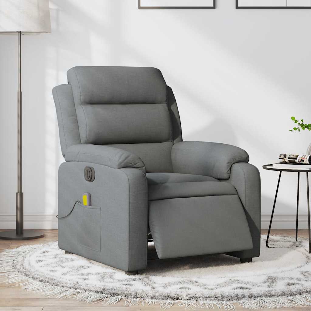 Fauteuil inclinable de massage électrique gris foncé tissu - XIOS