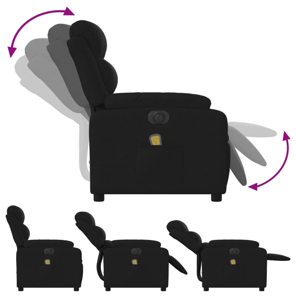 Fauteuil de massage inclinable électrique Noir Tissu - XIOS