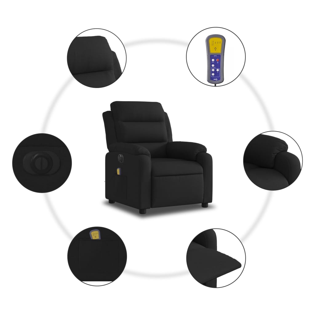 Fauteuil de massage inclinable électrique Noir Tissu - XIOS