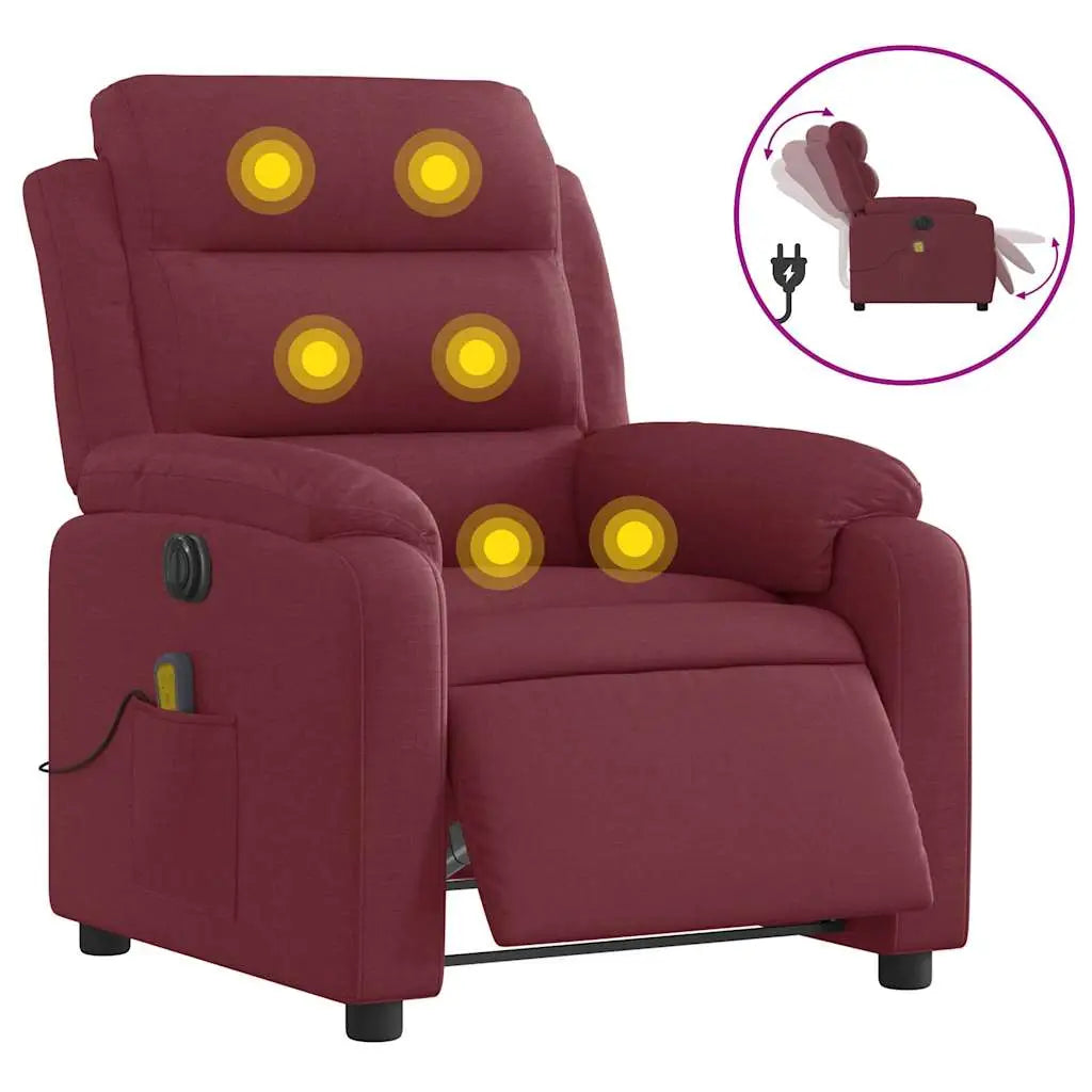 Fauteuil de massage inclinable électrique Rouge bordeaux Tissu - XIOS